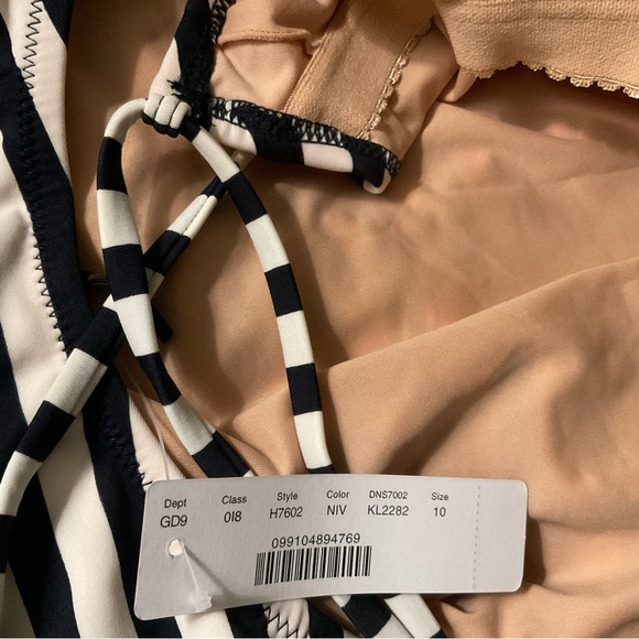 J CREW Tie-back One-Piece Swimsuit Classic Stripe - Picture 2 of 8